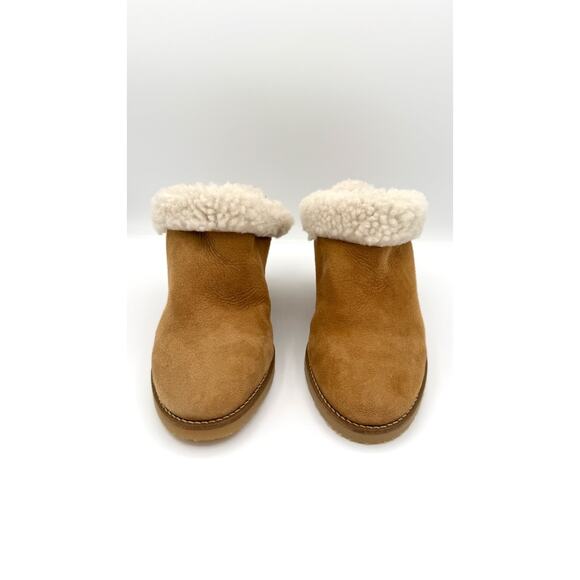 Isabel Marant Takita Tan Brown Suede Shearling Wedge Mule Heels Size 38 NWOB - Picture 4 of 14